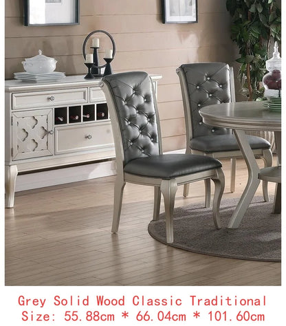 Glass Dining Table with 6 Tufted Chairs