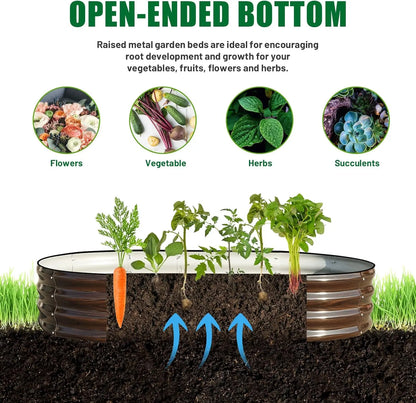 2-Piece Oval Metal Raised Garden Bed Kit