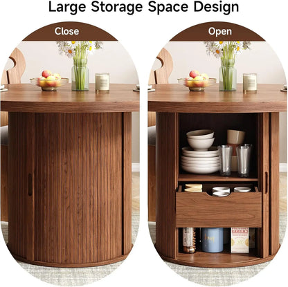 Round Dining Table with Storage