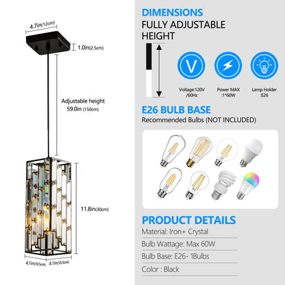 Hanging Ceiling Lamp with Crystal Prism Design