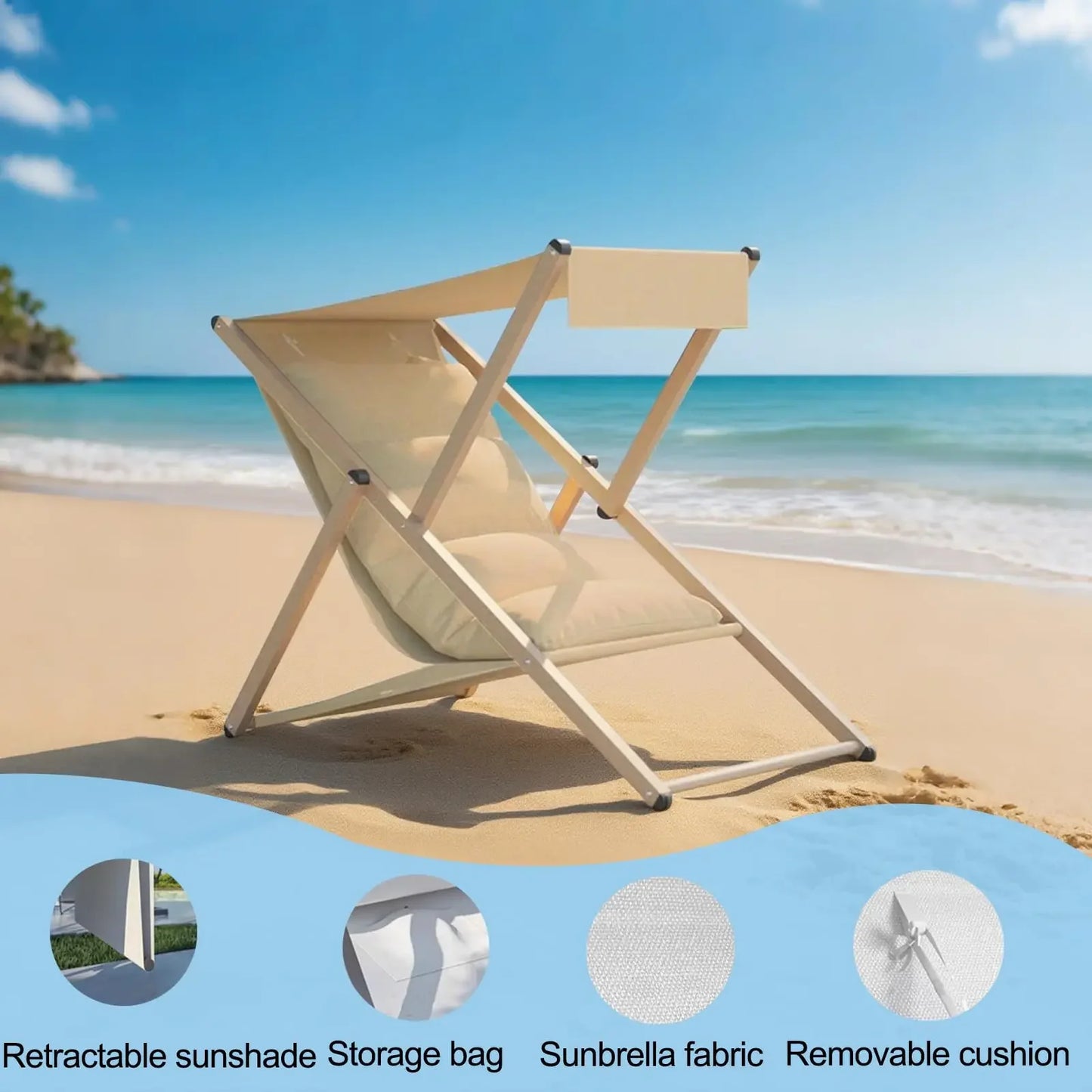 Reclining Beach Chair with Canopy