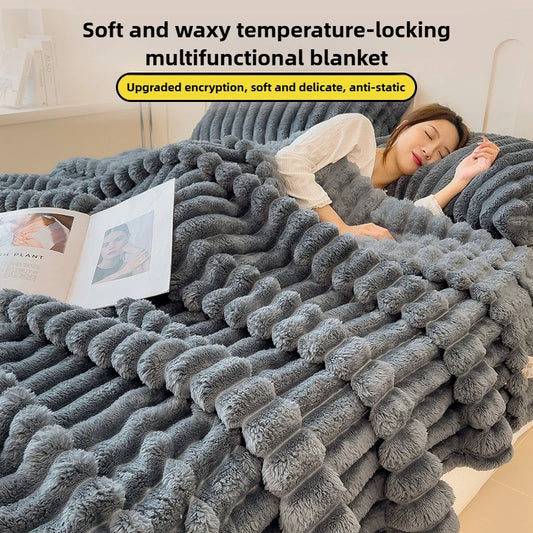 Wide Striped Flannel Multifunctional Blanket