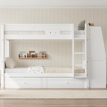 Full Bunk Bed with Desk and Bookshelves