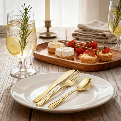 300-Piece Gold Plastic Silverware Set
