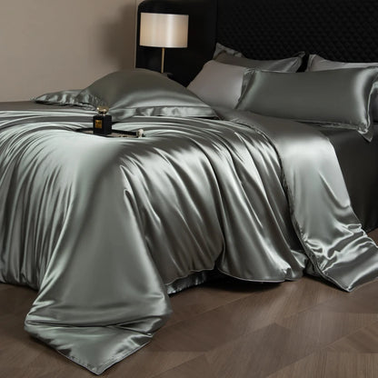 Silk Bed Sheets Set with Duvet Cover