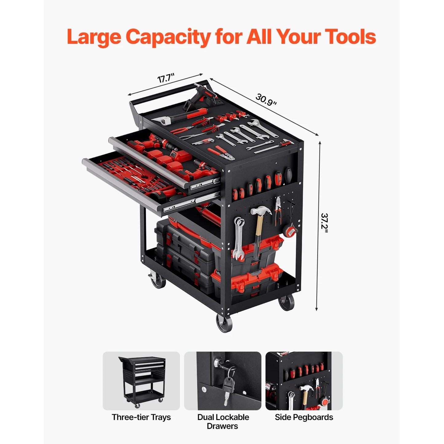 2-Drawer Rolling Tool Work Cart
