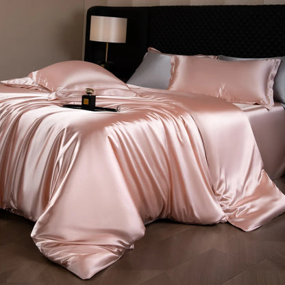 Silk Bed Sheets Set with Duvet Cover