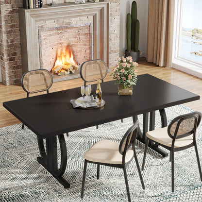 Large Dinner Table with Metal Frame