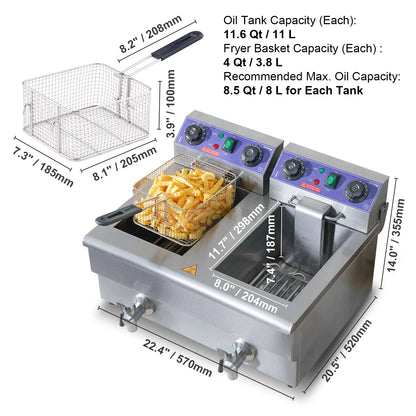 Electric Deep Fryer w/Dual Removable Tanks