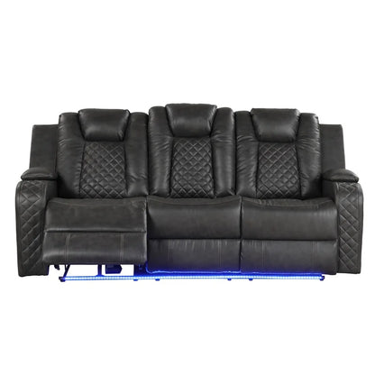 Gray Faux Leather Reclining Sofa Set