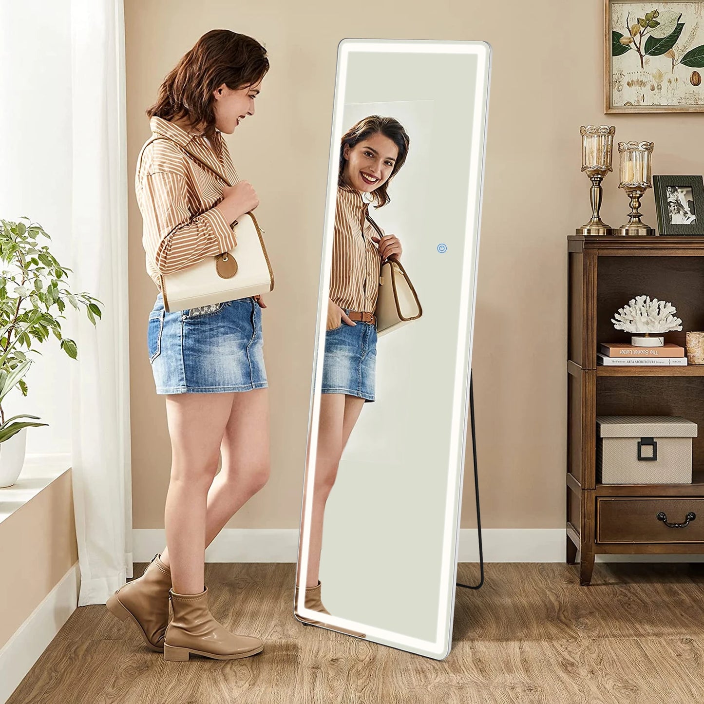 Full Length Mirror with Stand and Frame