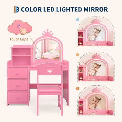 Princess Makeup Vanity Desk & Chair Set