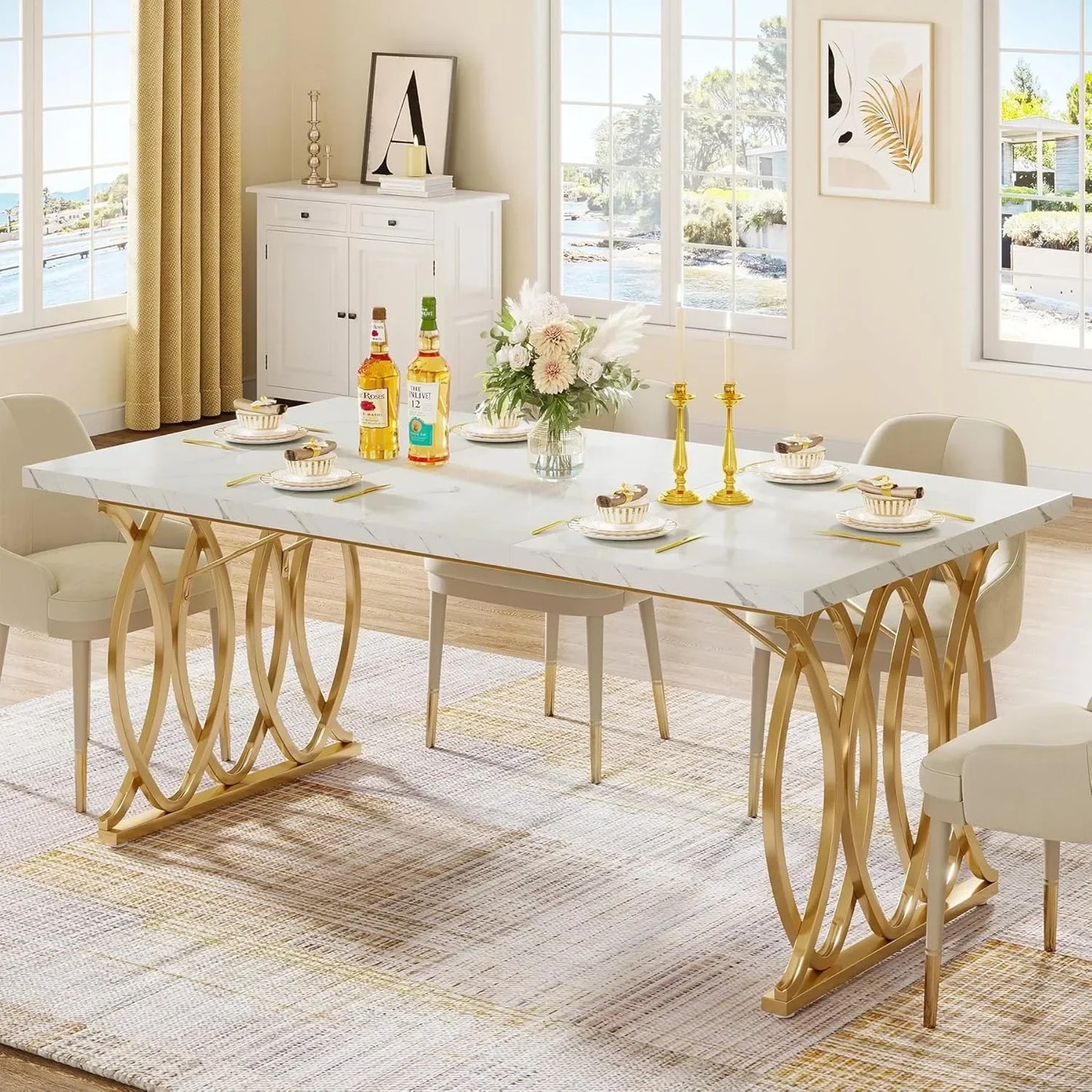 63" Large Modern Dining Table