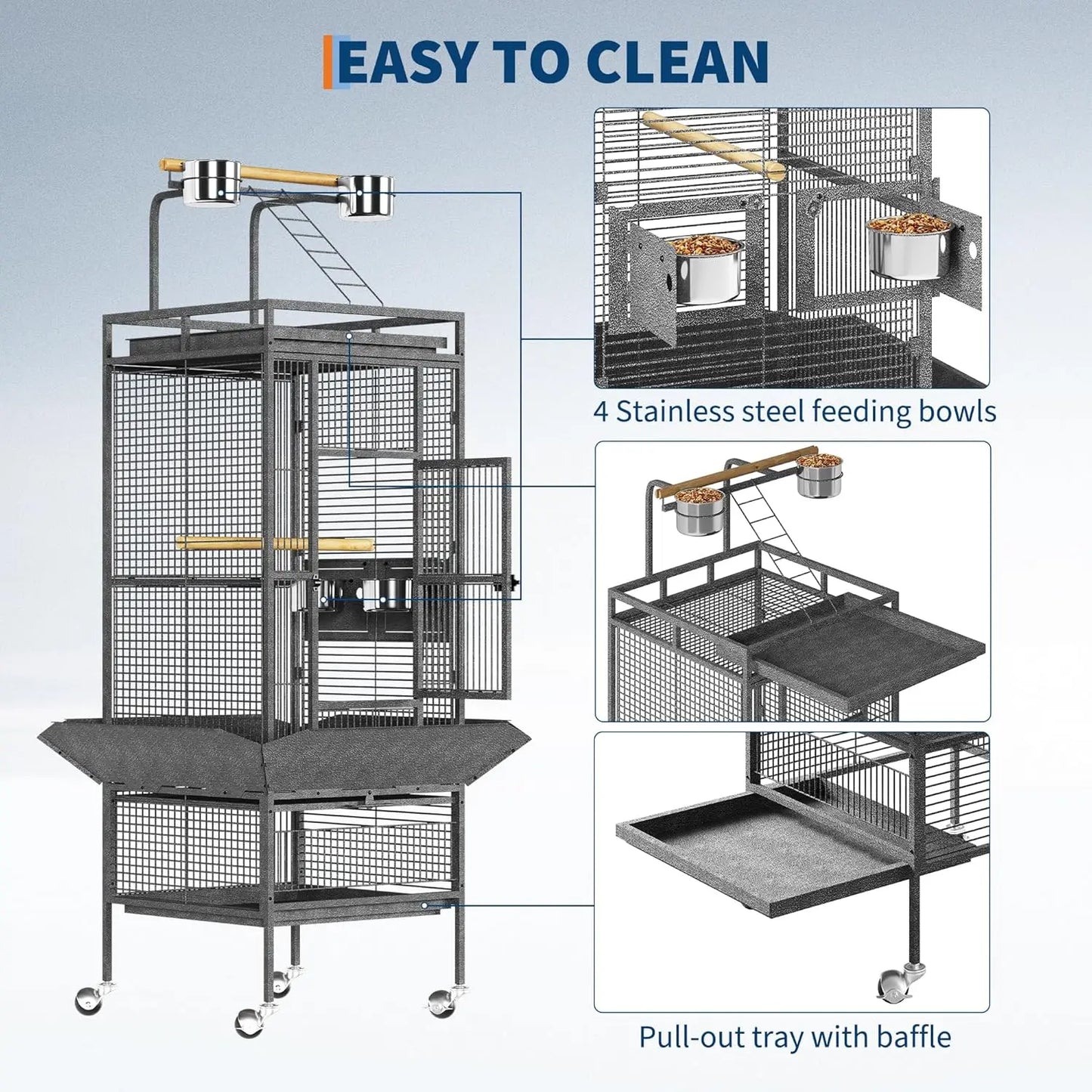 Metal Bird Cage with Play Top