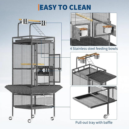 Metal Bird Cage with Play Top