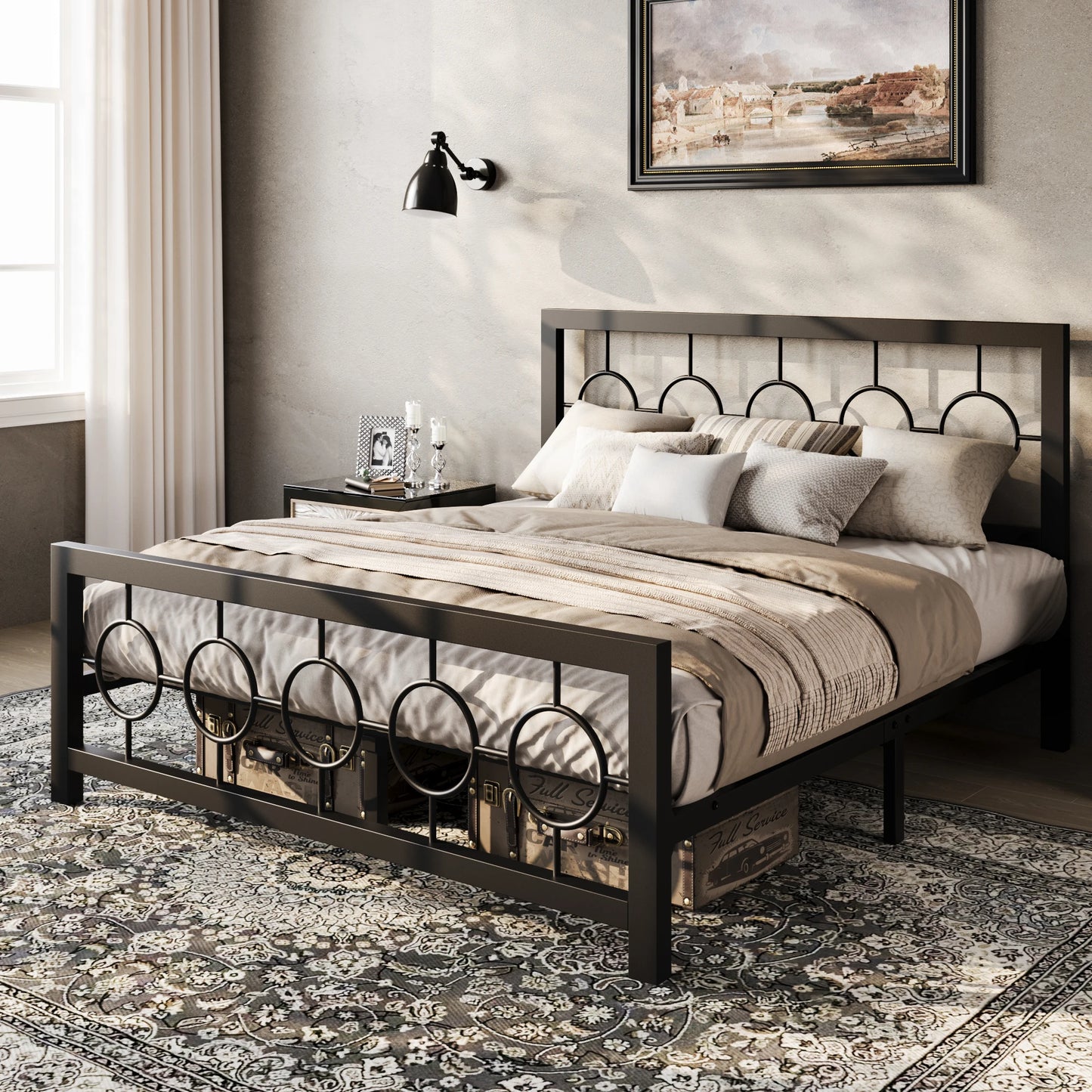 Platform Bed Frame with Headboard and Footboard