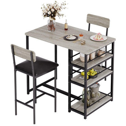 Dining Table Set with Shelves and Chairs