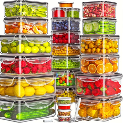 24 Airtight Containers & Lids with Labels