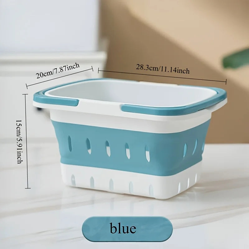 Collapsible Plastic Laundry Basket with Handles