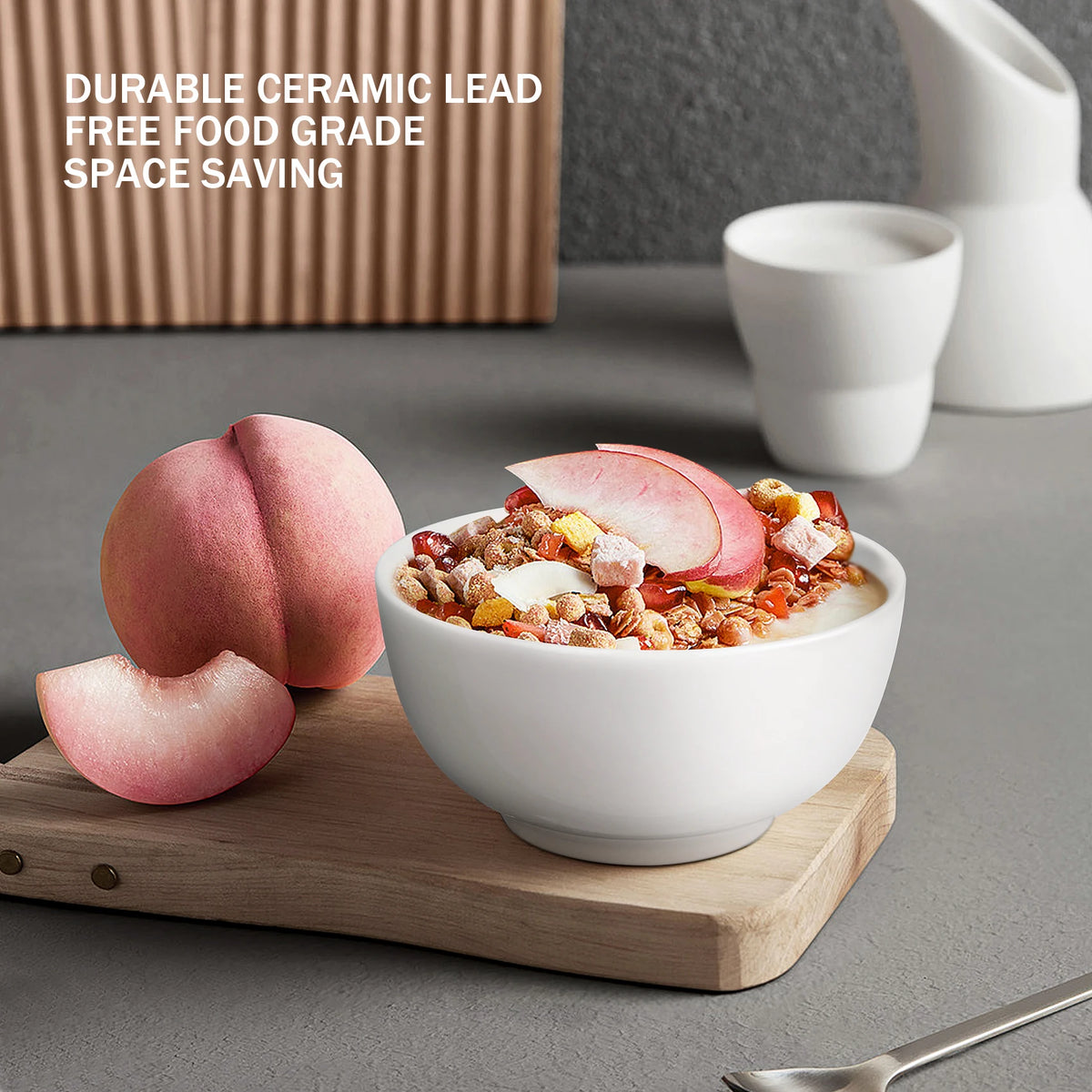 Set of 8 Premium White Ceramic Bowls