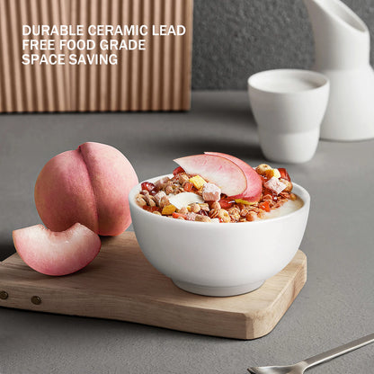 Set of 8 Premium White Ceramic Bowls