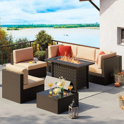 Patio Furniture Set with Fire Pit Table