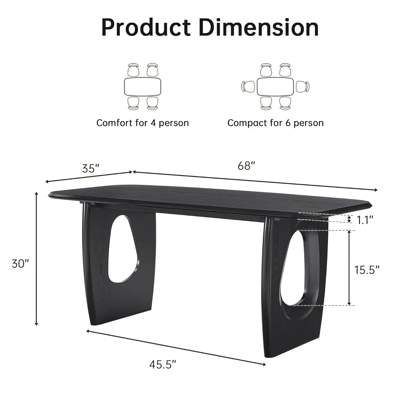 Modern Rectangular Dining Table with Pedestal Base
