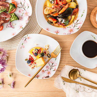 White Ceramic Pink Floral Porcelain Dinnerware