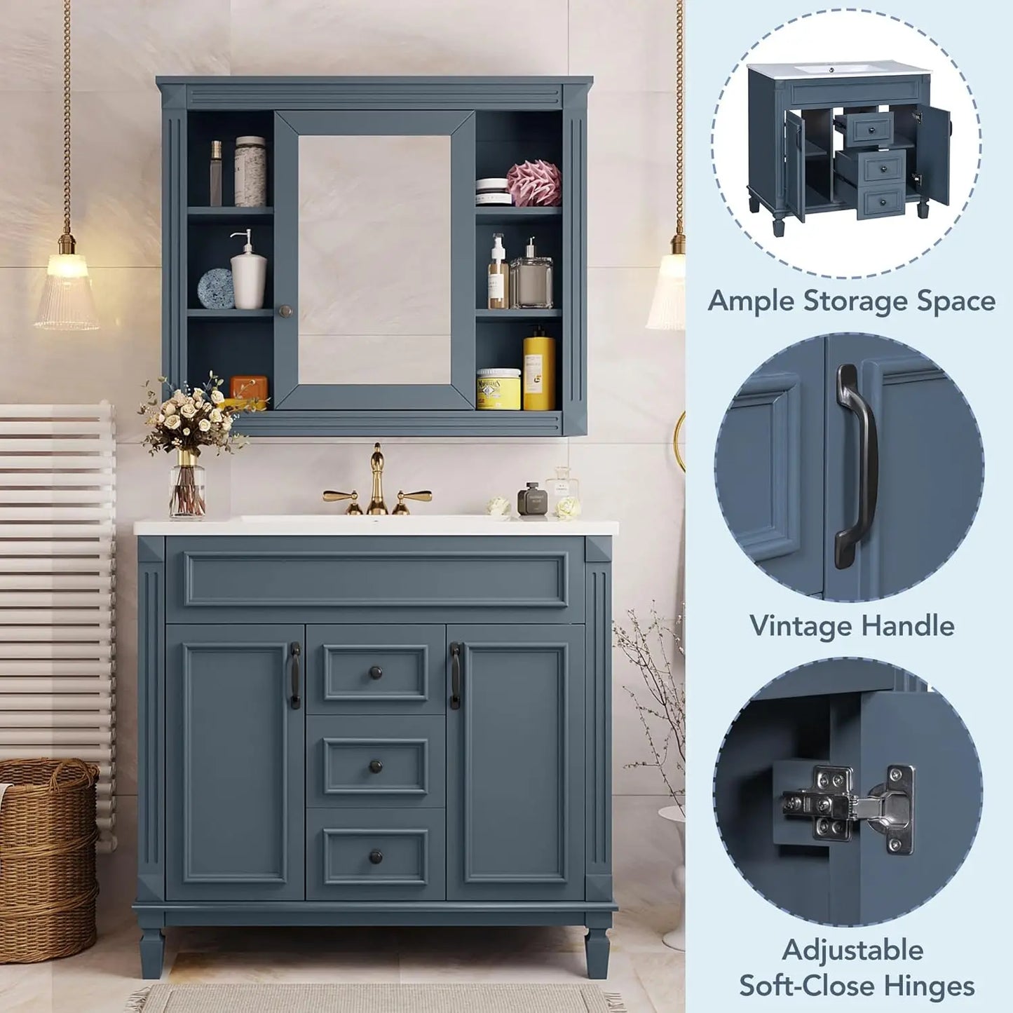 36in Freestanding Bathroom Vanity with Sink