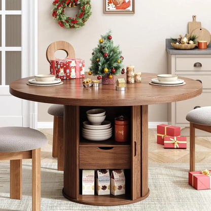 Round Dining Table with Storage