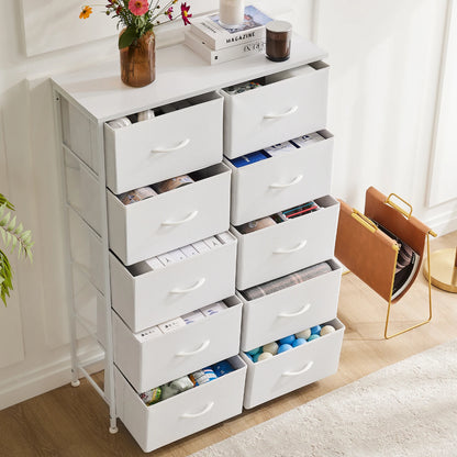 White Chest with Fabric Drawers