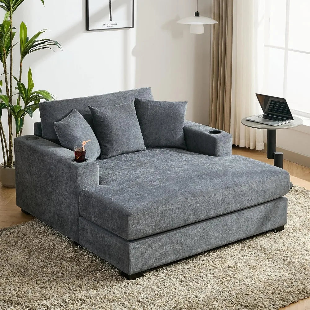 Chaise Lounge with Pillows, Single Sofa
