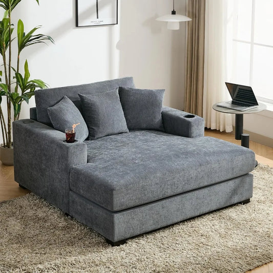 Chaise Lounge with Pillows, Single Sofa