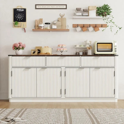 70" Curved Farmhouse Sideboard Buffet Cabinet