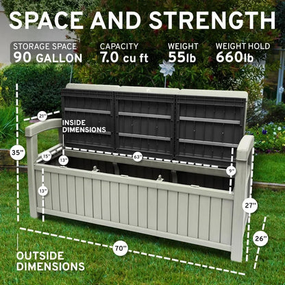 3 Seat Outdoor Resin Storage Bench