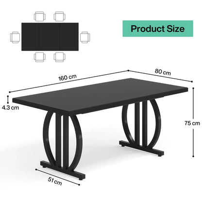 Large Dinner Table with Metal Frame