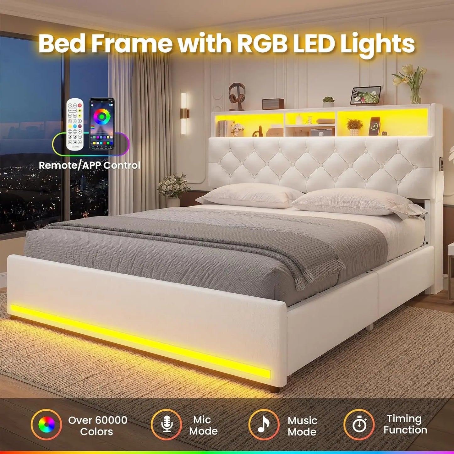 Modern Velvet Platform Bed