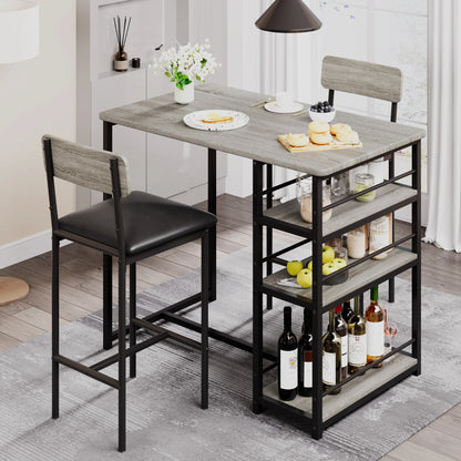 Dining Table Set with Shelves and Chairs