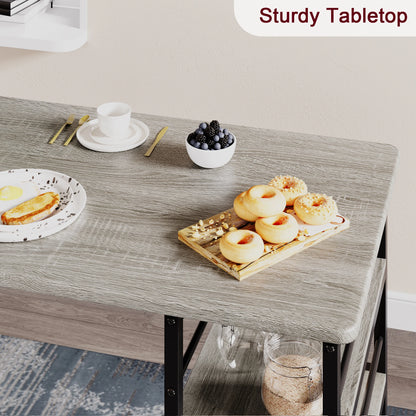 Dining Table Set with Shelves and Chairs