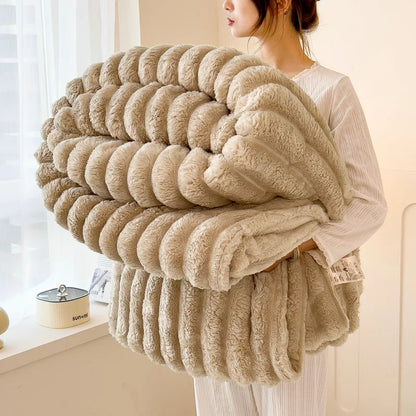 Wide Striped Flannel Multifunctional Blanket