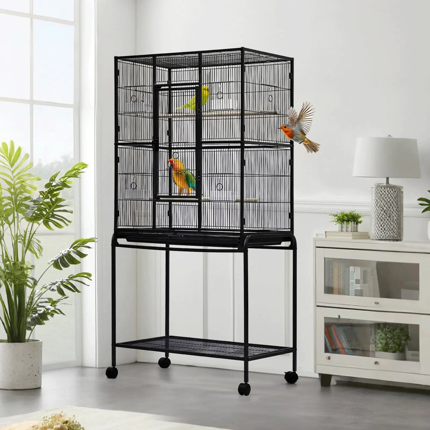 Birdcage with Detachable Storage Shelf
