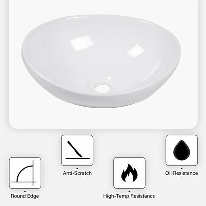 White Ceramic Oval Bathroom Sink