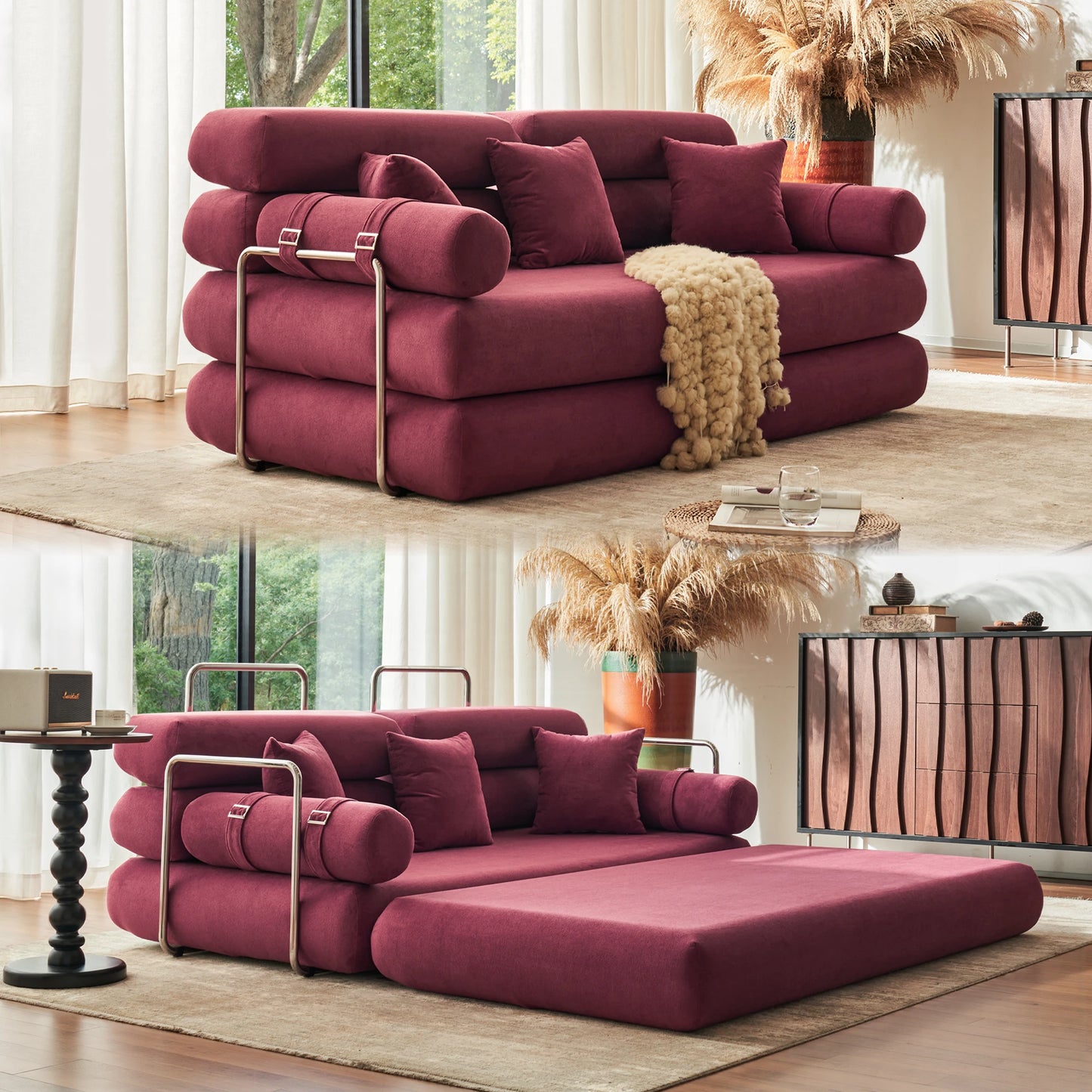 35'' High-Back Floor Couch Bed