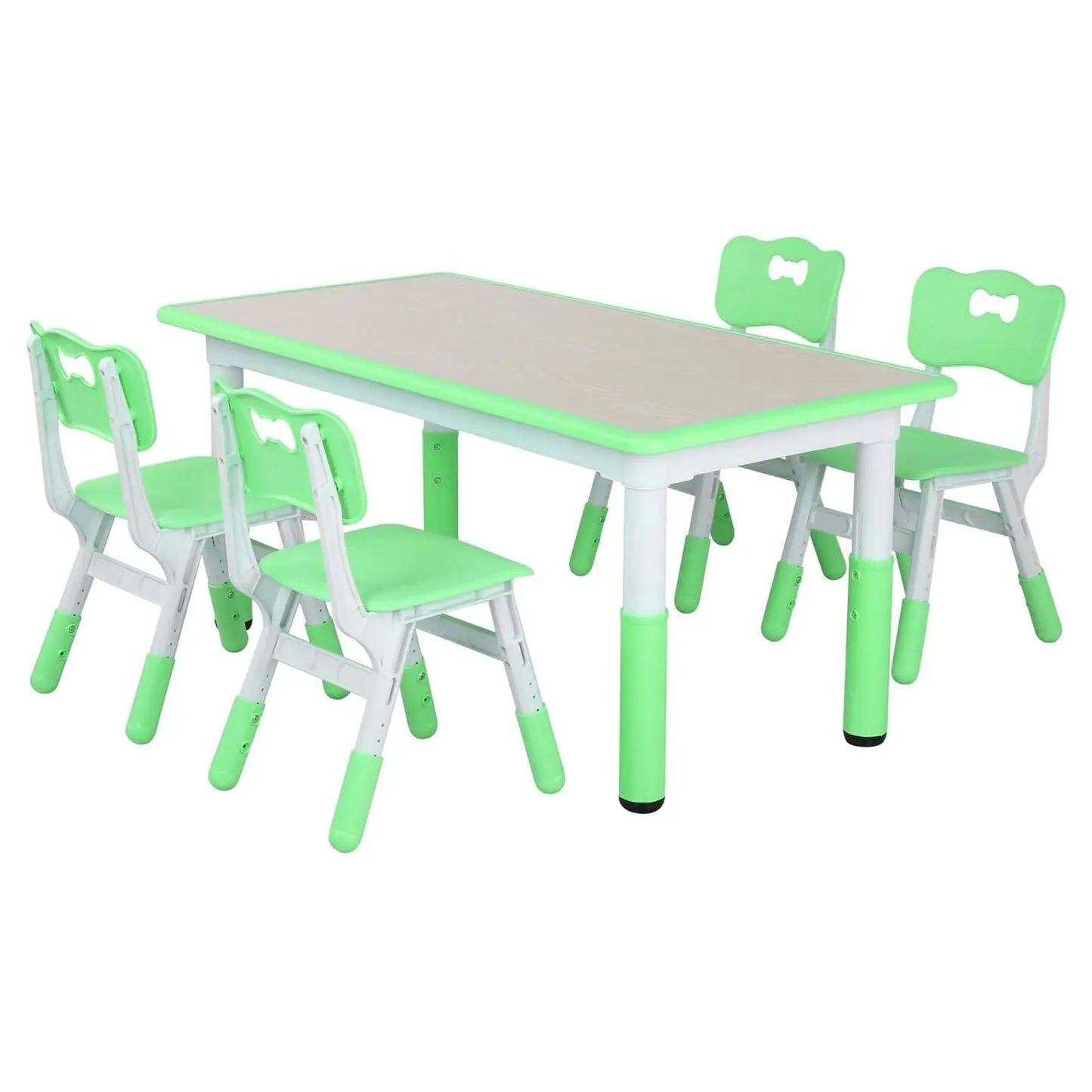 Homfa Rectangle Kids Table with 6 Chairs Set, Height Adjustable Toddler Multi Activity Table Set, Arts&Crafts Desk for 2-10 old