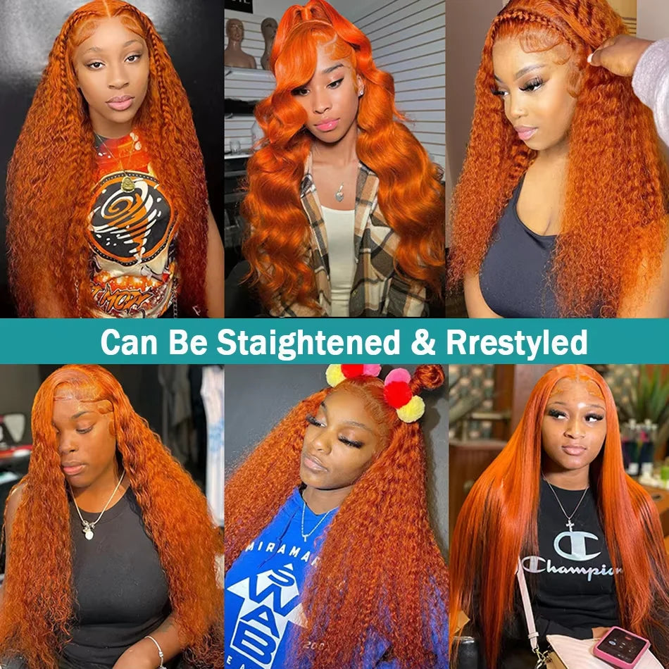30 Inches Ginger Orange Deep Wave Wig