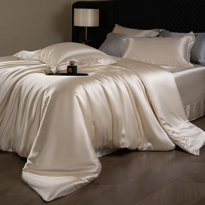 Silk Bed Sheets Set with Duvet Cover
