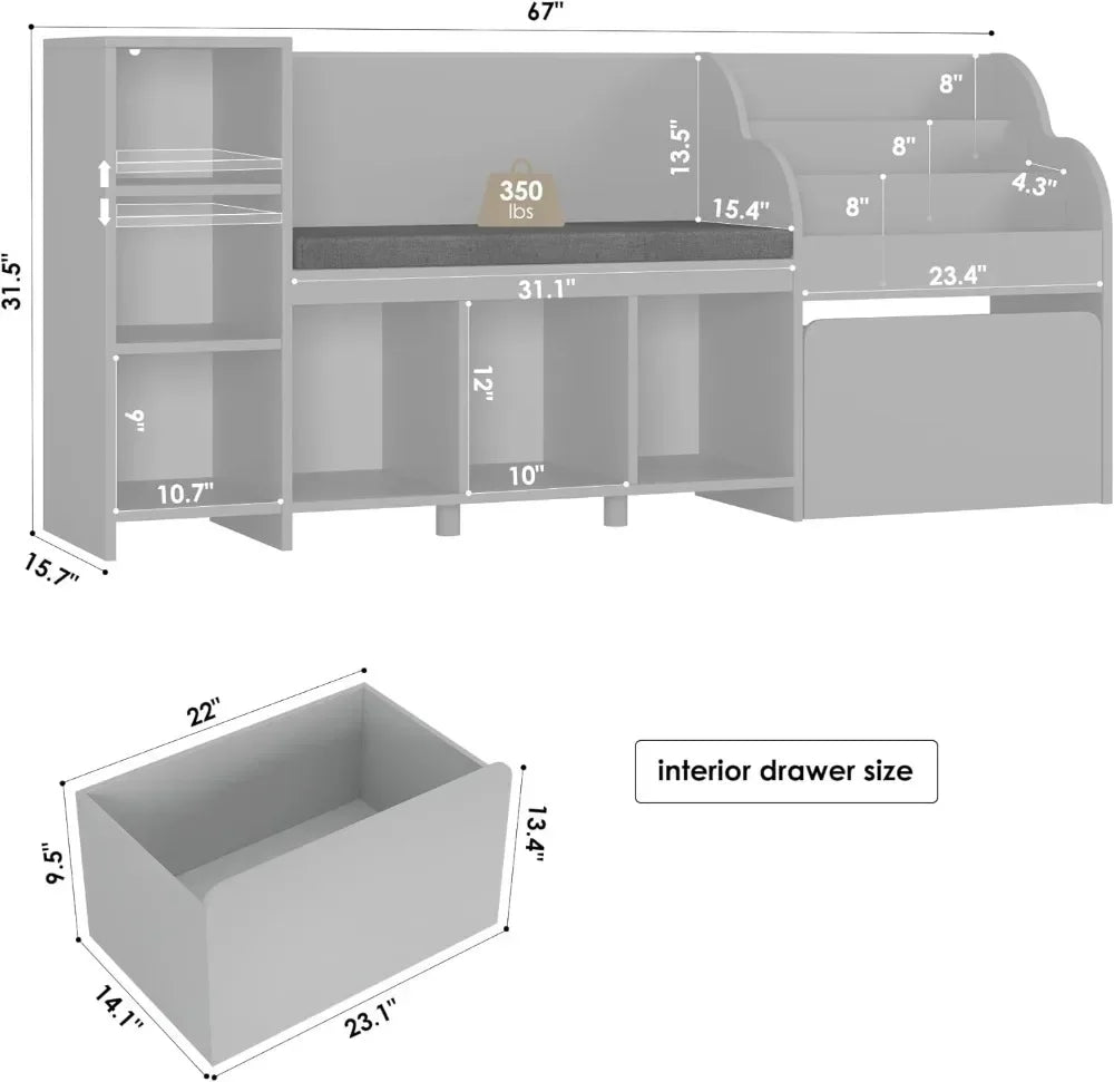 Kids Reading Nook with Bench