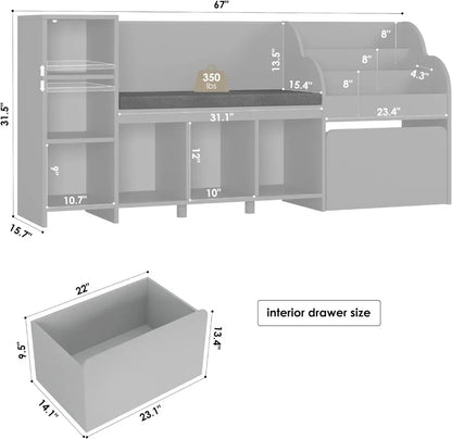 Kids Reading Nook with Bench