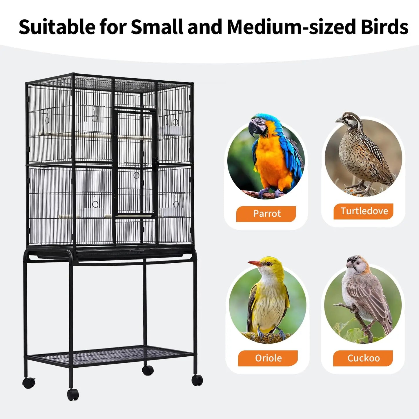Birdcage with Detachable Storage Shelf