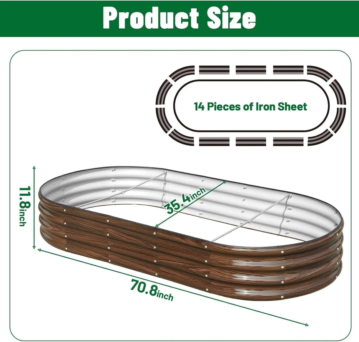 2-Piece Oval Metal Raised Garden Bed Kit